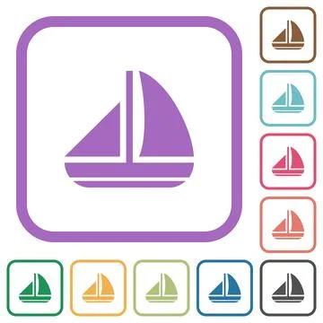 Sailing boat solid simple icons Stock Illustration