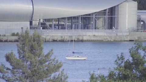 Sailing boat static on a river Stock Footage 202992646