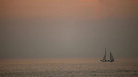 Sailing Boat In Sunset Stock Footage 788177