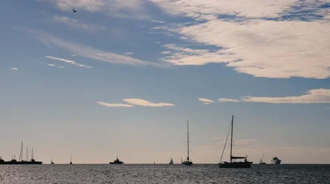 Sailing boat on sunset Video stock 68428818