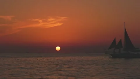 Sailing boat at sunset Stock Footage 256316078