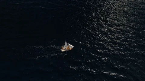Sailing Boat Top View Stock Footage 95755501
