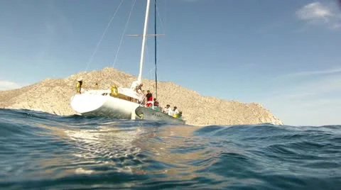Sailing boat from underwater Stock Footage 10818436