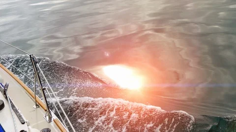 Sailing Boat Water Light Reflection, Sunlight Luxury Sail Sea Sport Ocean Travel Stock-Footage 89362991