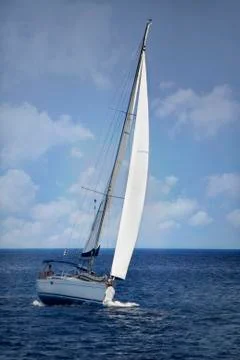 Sailing boat in the wind Stock Photos
