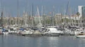 Sailing boats and Paileboat Santa Eulalia boat anchored in the port of Barcelona 4k or 4k+ Resolution