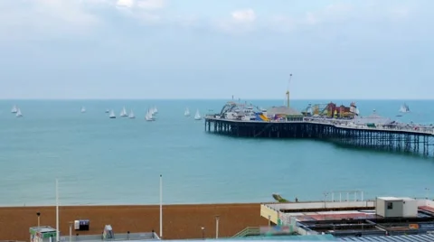 Sailing boats in Brighton Stock Footage 64011378