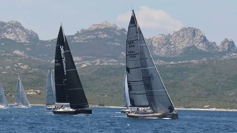 Sailing boats navigate during regatta. Stock Footage 84902350