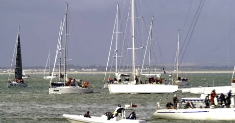 Sailing boats in a regatta Stock Footage 67111318