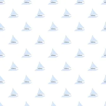 Sailing boats repeat pattern background for textiles Stock Illustration