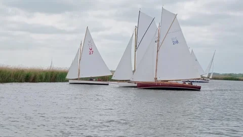 Sailing boats  on the River Bure Video stock 309957170
