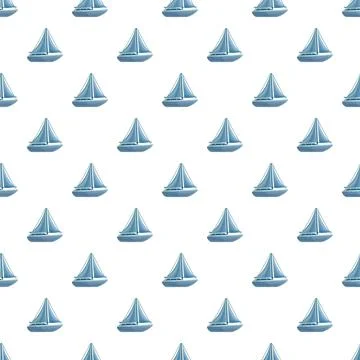 Sailing boats seamless pattern for nautical marine design Illustrazione stock