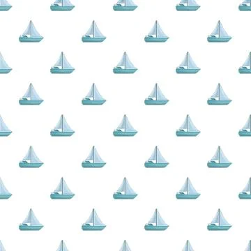 Sailing boats seamlessly repeating pattern on white background 스톡 일러스트