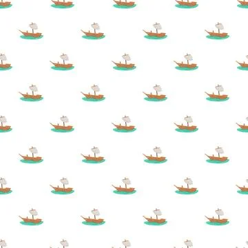 Sailing boats on water seamless pattern background Illustrazione stock