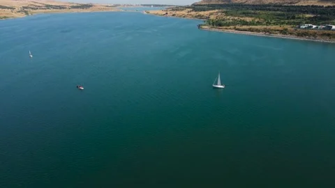 Sailing bot in the lake Stock Footage 168576255