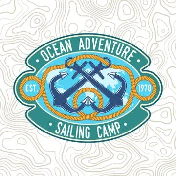 Sailing camp badge. Vector. Concept for shirt, print, stamp or tee. Vintage Stock-Illustration