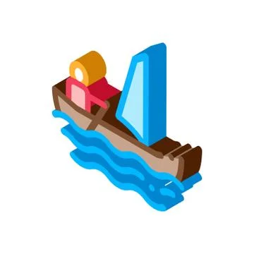 Sailing Canoeing isometric icon vector illustration Stock Illustration