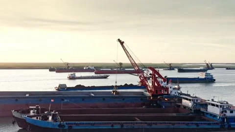 Sailing Cargo Ship And Container Port Stock Footage 218222094