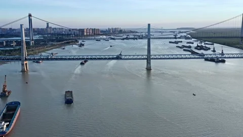 Sailing Cargo Ship And Container Port Video stock 218222381