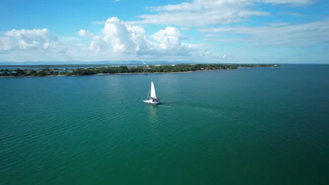 Sailing a Catamaran in Belize Stock Footage 251378845