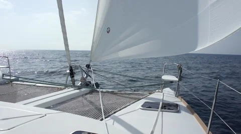 Sailing on catamaran Stock Footage 45644330
