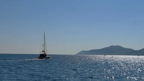 A sailing catamaran. Seascape. Stock Footage 103577435