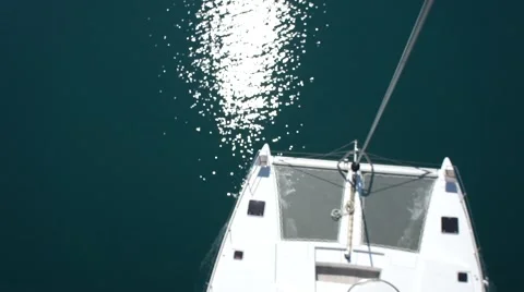 Sailing catamaran - top view Stock Footage 49317259
