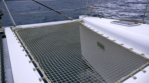 Sailing catamaran on the waves. Stock Footage 103555163