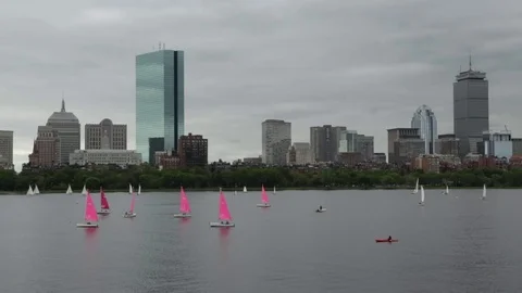 Sailing on the Charles River in Boston Vídeo Stock 78057451