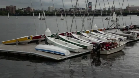 Sailing on the Charles River in Boston Vídeo Stock 78057511