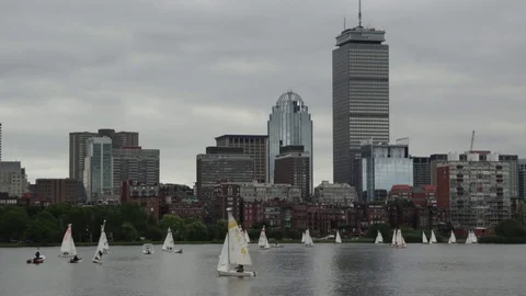 Sailing on the Charles River in Boston Vídeo Stock 78057542