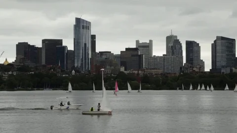 Sailing on the Charles River in Boston Vídeo Stock 78057549