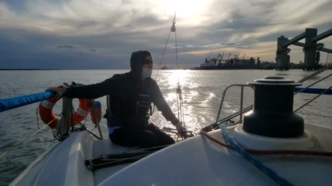 Sailing in covid 19 time 1 Video stock 138239166