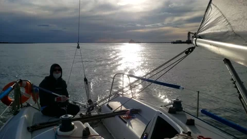 Sailing in covid 19 time 2 Video stock 138239060