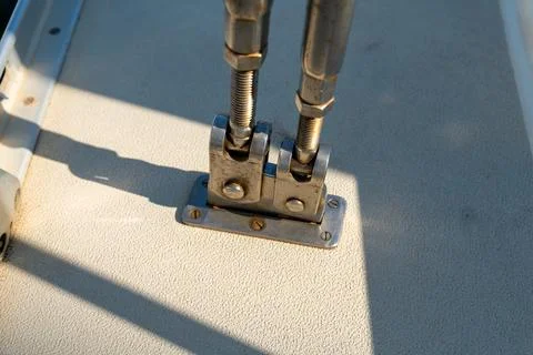 Sailing deck rigging turnbuckle close view Foto stock