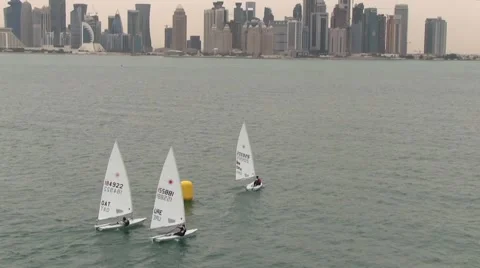 Sailing in Doha, Qatar Stock Footage 52781415