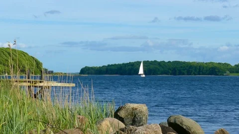 Sailing on the fjord Stock Footage 76474786