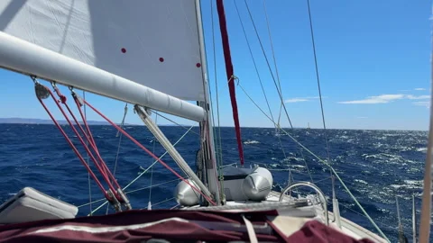 Sailing Forward into the Sun on a Beautiful Day Stock Footage 311060022