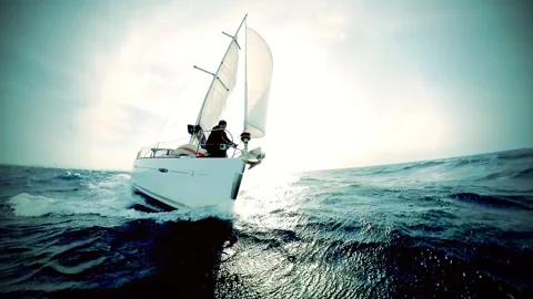Sailing at full wind view from bow special ligh Stock Footage 293487463