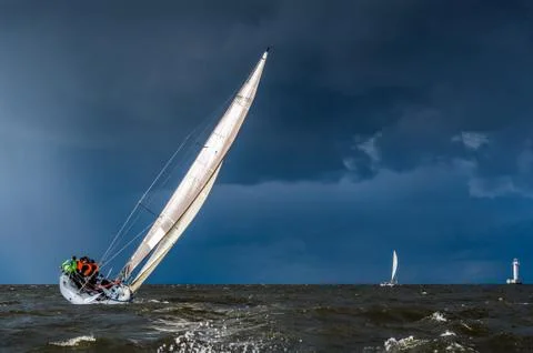 Sailing in a gale Stock Photos