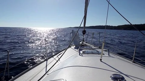 Sailing in Greece front of the boat Stock Footage 69715698