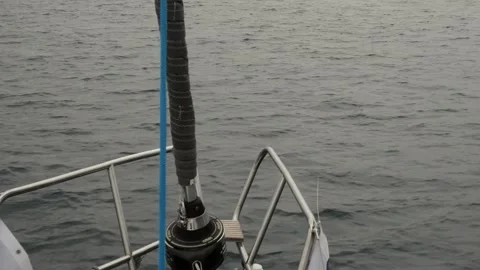 Sailing in the Grey Atlantic Ocean on a Cloudy Afternoon Stock Footage 320385129