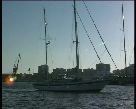 Sailing in the harbor Stock Footage 115912