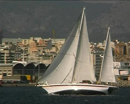 Sailing in the harbor Stock Footage 118853