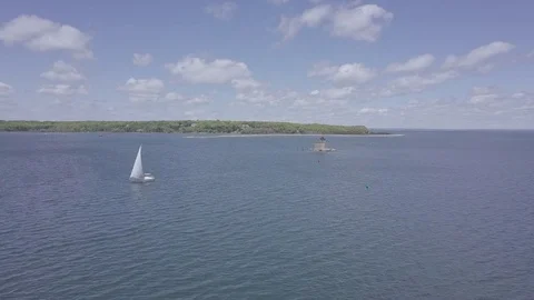 Sailing into the Harbor Stock Footage 75658745