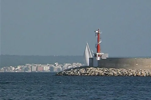 Sailing in the harbor- NTSC Video stock 367210