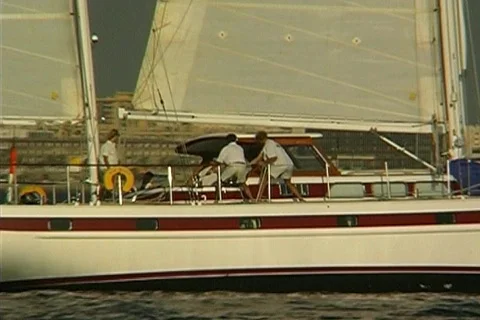 Sailing in the harbor- NTSC Stock Footage 367211