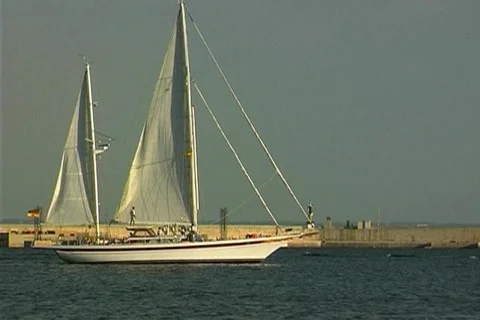 Sailing in the harbor- NTSC Stock Footage 367220