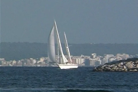 Sailing in the harbor- NTSC Video stock 367228