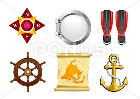 Sailing icon set Stock Illustration
